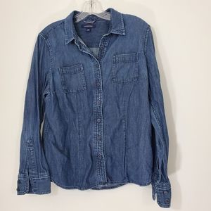 Lands End 100% Cotton Denim/Jean Blouse, Size 12P